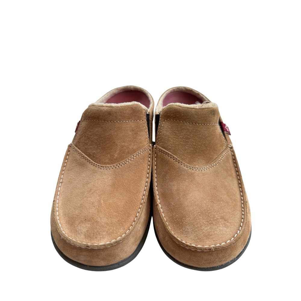 Spenco Siesta Suede Mule Clog Slippers Tan/Brown Wmn 9 Orthotic Support